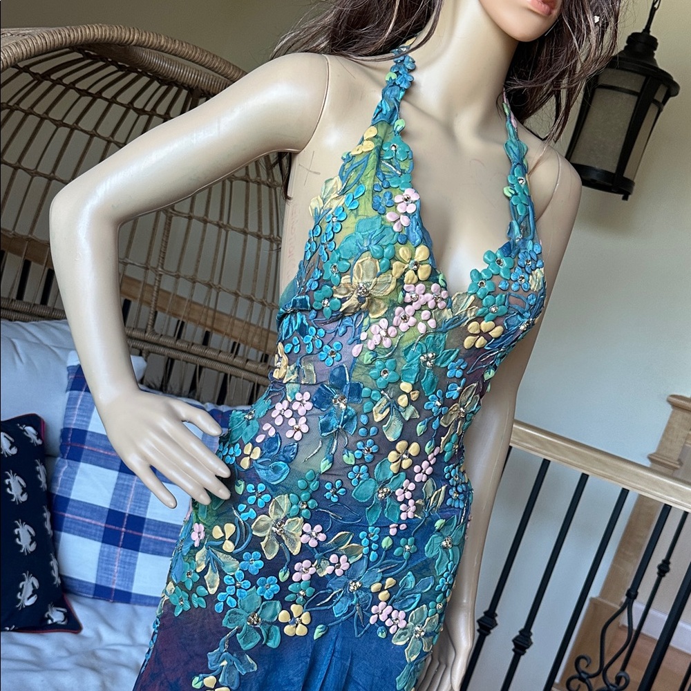 Emilio Sosa Couture Floral Mesh Dress